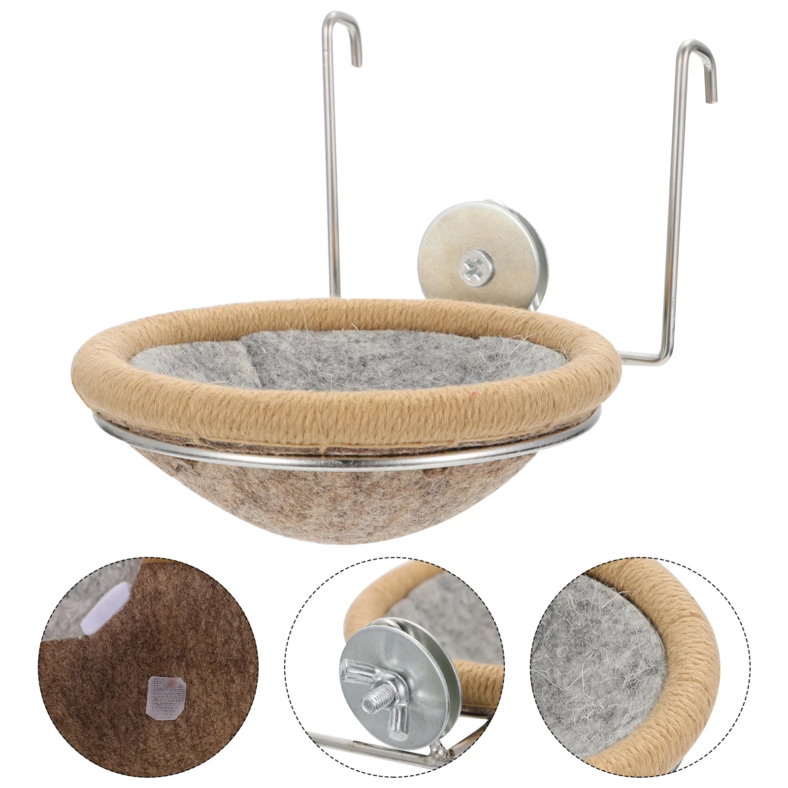 1 Juego de nido de Pájaro de cuerda de algodón, jaula para periquitos, cojín para nido de cría, estante de Metal adecuado para la mayoría de loros, hábitat seguro para pájaros pequeños