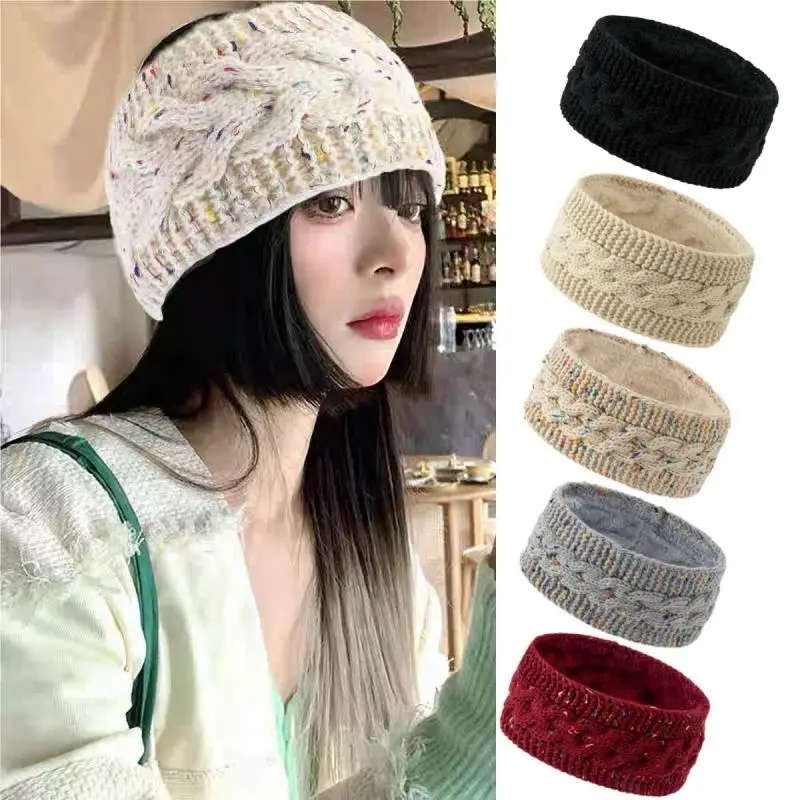 

Knitted Headband Thermal Thickened Lined Plush Ear Protection Running Hairband Warm Anti-Cold Jogging Cycling Headwear For Woman