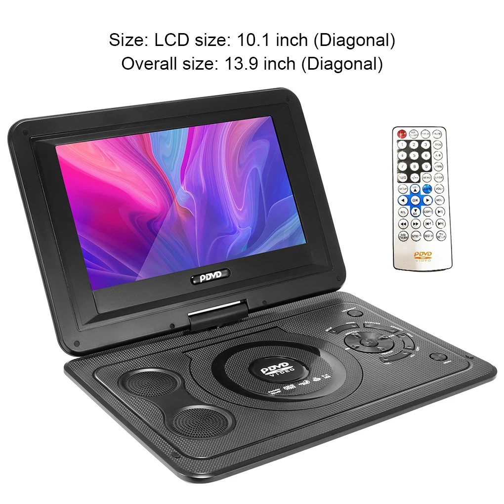 Multifunction 13.9 inch Rotatable CD DVD EVD Player Portable DVD Player For Car with TV/FM/USB/game Functions EU/UK/US/AU Plug