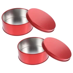 2 Pcs Baking and Cake Tin Tinplate Candy Christmas Cookie Tins Container Jars With Lids Boxes