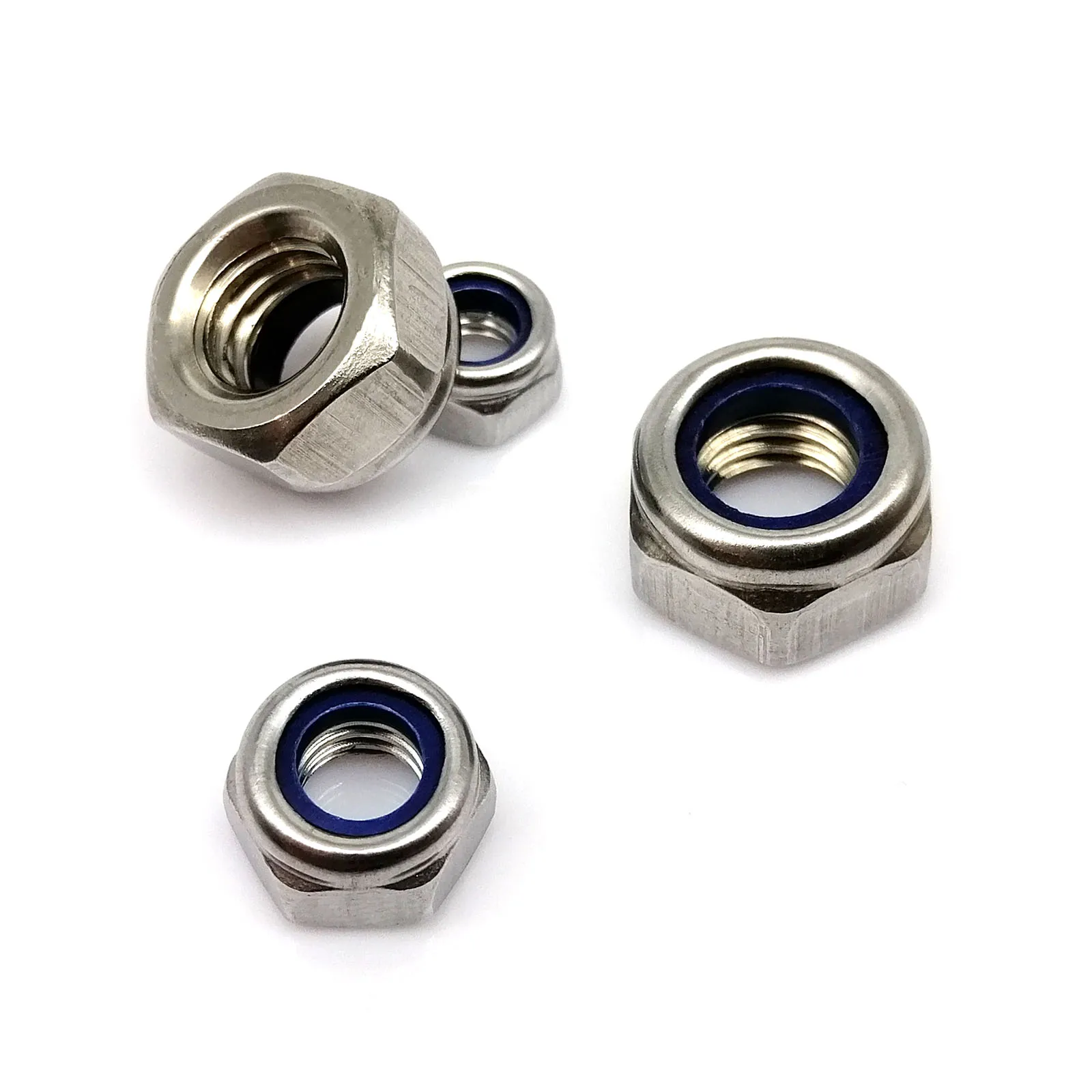 High Quality M2.5 M3 M4 M5 M6 M8 M10 M12 M16 DIN985 316 A4 Stainless Steel Hex Hexagon Nylock Locknut Nylon Insert Self Lock Nut