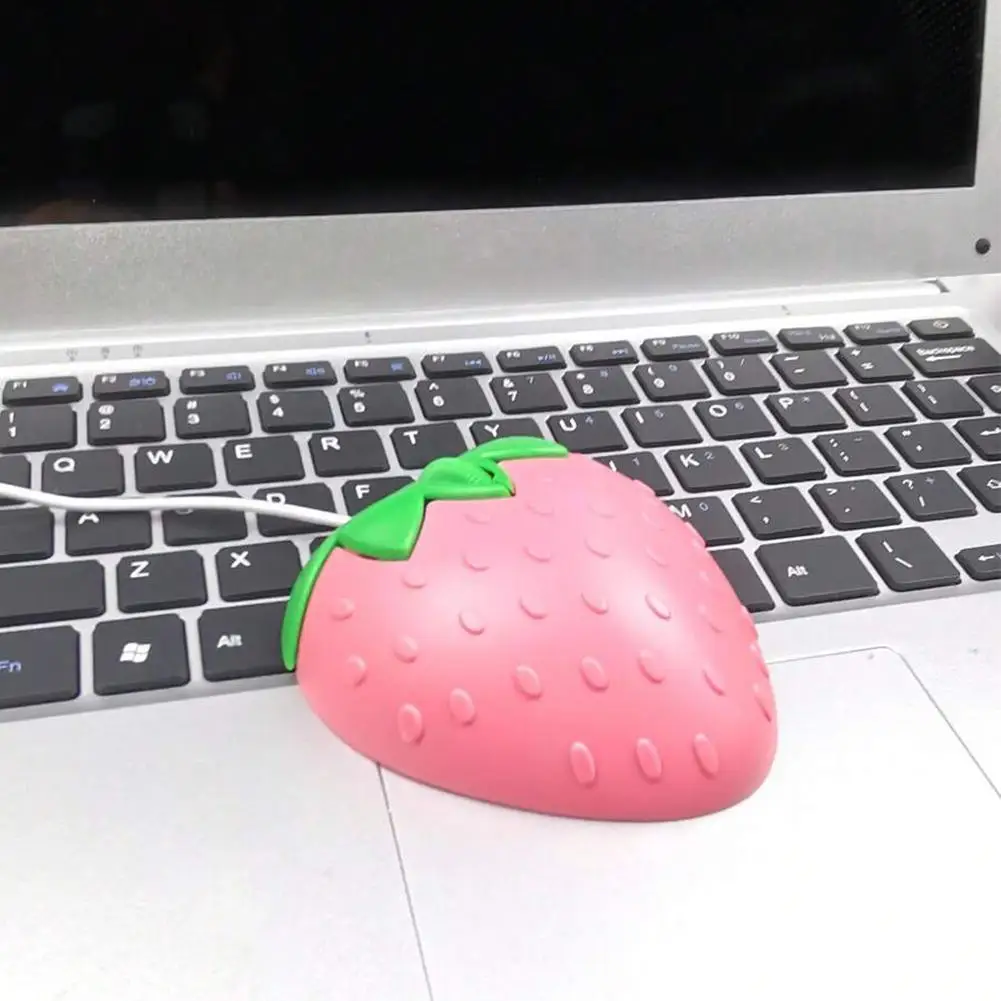 Cute Mini Strawberry Wired Mouse Usb Optical Mice For Laptop Computer Gamer Girl Strawberry Computer Mouse Gaming O2t2
