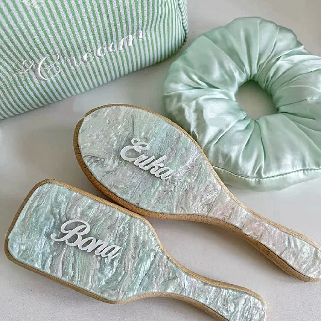 Custom Name Letters Personalized Fashion Acetate Hair Brush INES Birthday Gift for Women Girls 2025 New Hair Jewelry