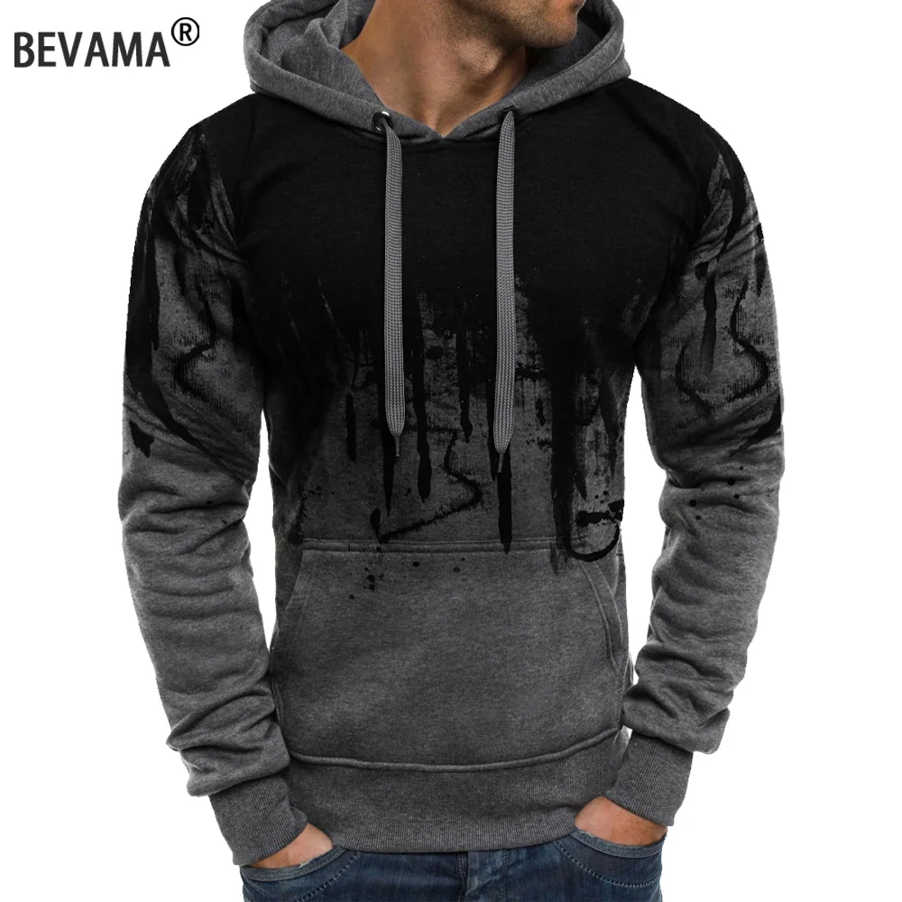 Men's Pullover Hoodie Gradient Print Sweatshirt Daily Fitness Sportswear Outdoor Casual Hoodies Oversize Sweatshirts Streetwear