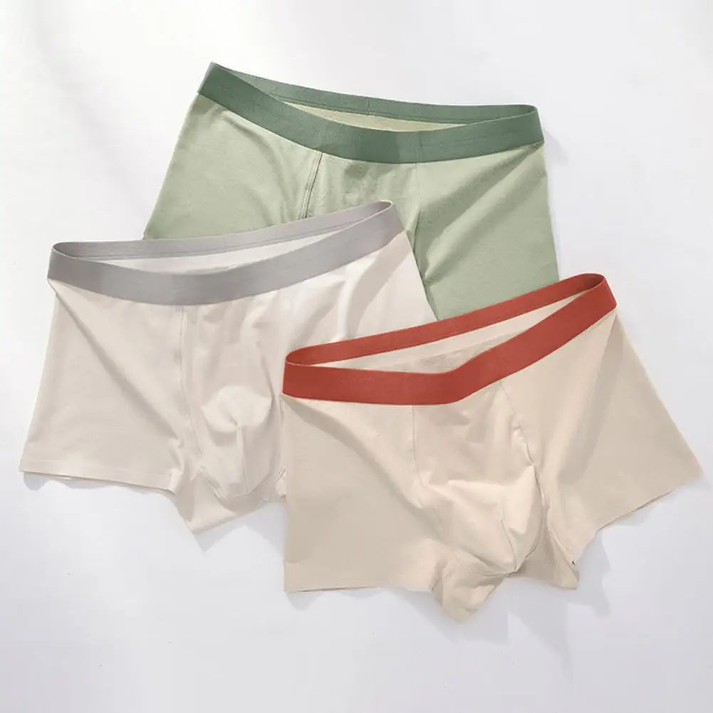 Elastic Mid-waist Boxer Briefs Men's Mid-waist Boxer Underwear Breathable U-convex Shorts Briefs Seamless Elastic Comfort Fit