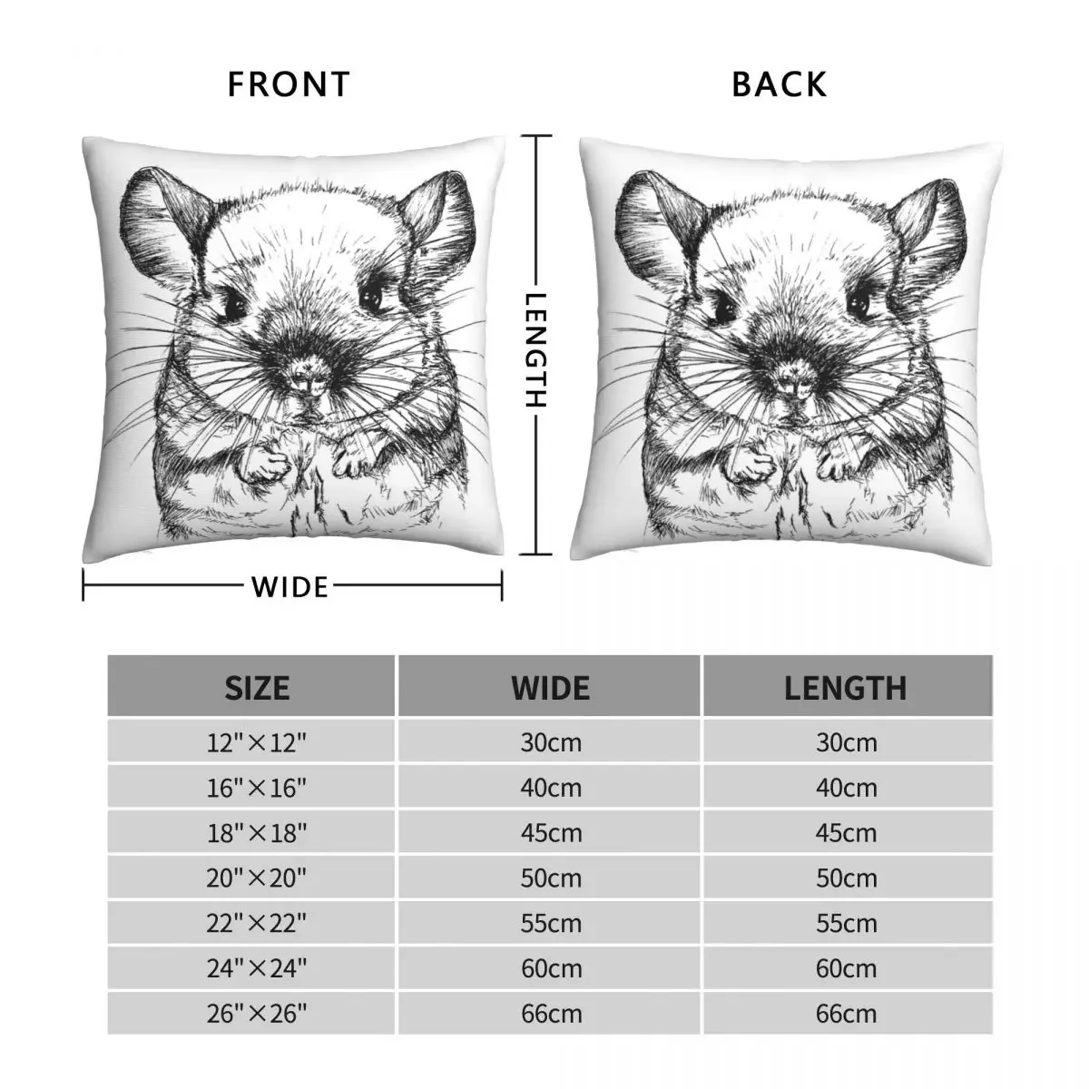 Chinchilla My Love Square Pillowcase Polyester Linen Velvet Printed Zip Decor Pillow Case Home Cushion Case 45x45