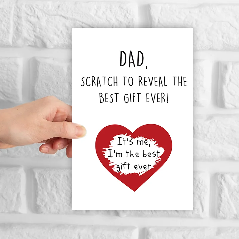 1 pc fun Father\'s Day card with creative scratch-off hearts. Creative card. The perfect gift for your dad.