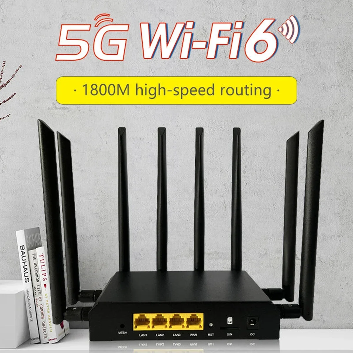 ZBT 4G 5G Openwrt Routeur Wifi6 Mesh 1800Mbps avec Carte Sim Gigabit LAN 2.4GHz 5GHz 8 MU-MIMO Antenne 128 WiFi Utilisateur 5G Internet