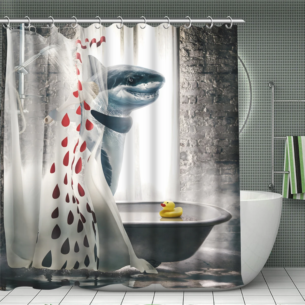 1/4 Piece Shower Curtain Set, Waterproof Bathroom Partition Curtain with Hooks, Anti-Slip Bath Rug, U Shape Mat, Toilet Seat Cov