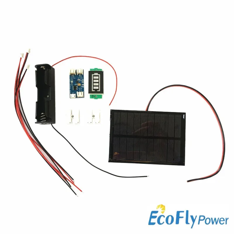 5V  160mA 200mA 250mA 0.8W 1W 1.25W Solar panel with Solar min battery charger CN3065/battery display/1S 18650 holdder DIY KIT 