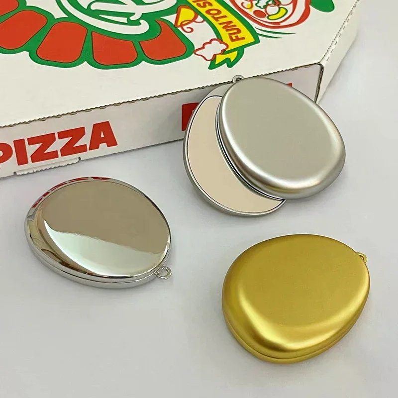 Espejo cosmético de doble cara con forma de ostra, espejo plegable deslizante, espejo de mano para niñas, espejo de tocador compacto irrompible