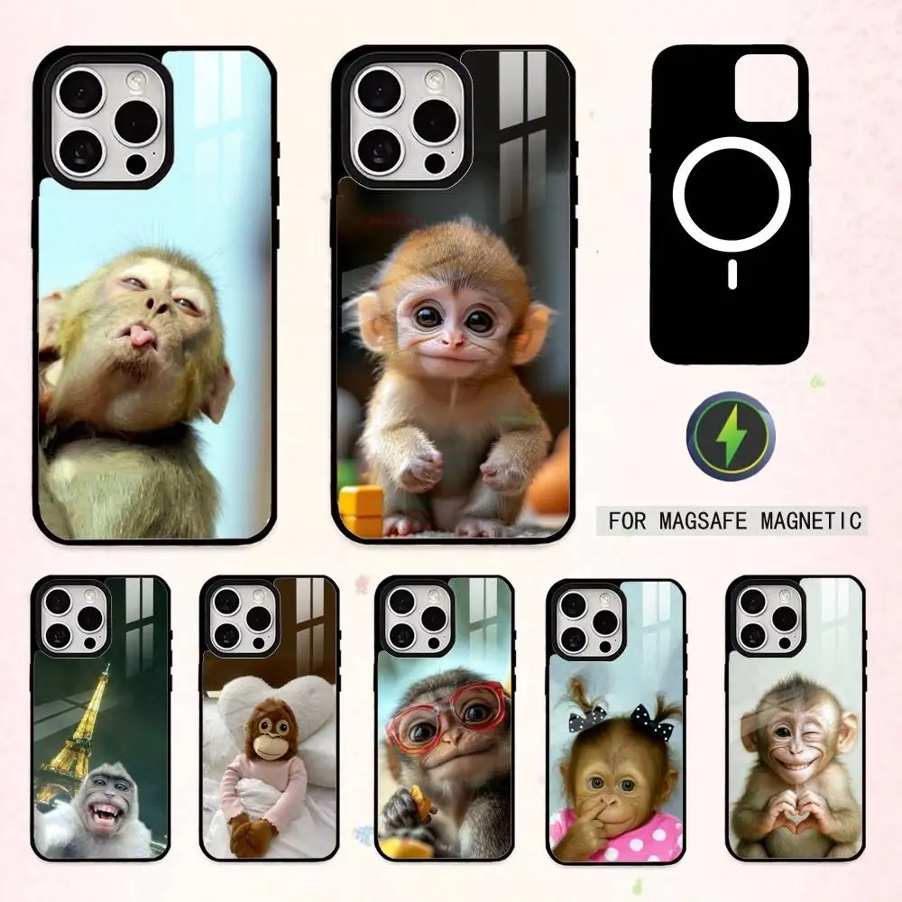 

Cute Funny Monkey Phone Case For iPhone17,16,15,14,13,12,11 Plus,Pro Max Magnetic For Magsafe Wireless Charging
