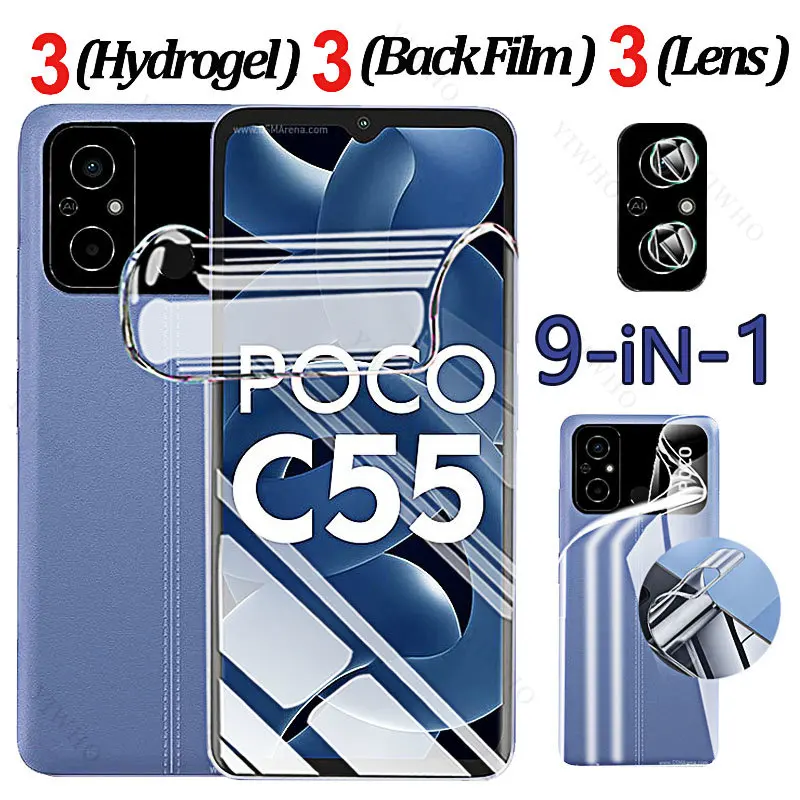 Case Hydrogel Film for Xiaomi Poco C55 C50 C40 Front Back Water Gel Not Glass Screen Protector for Xiaomi C 55 50 40 Camera Lens