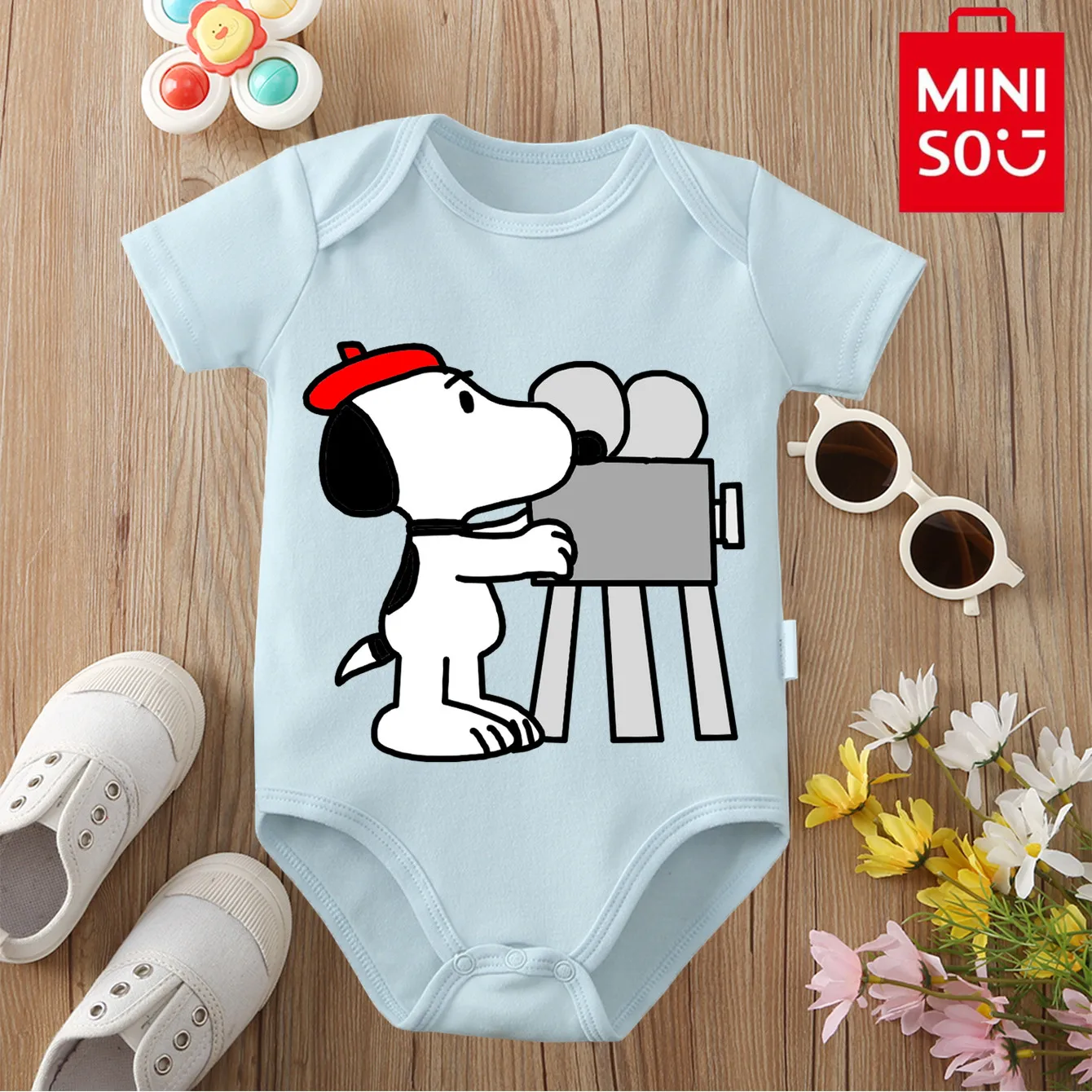

MINISO&SNOOPY Pure Cotton Jumpsuit Cute Exquisite Print Onesie Bodysuit for Baby Comfortable Cloths for 0 To 12 Months Newborn