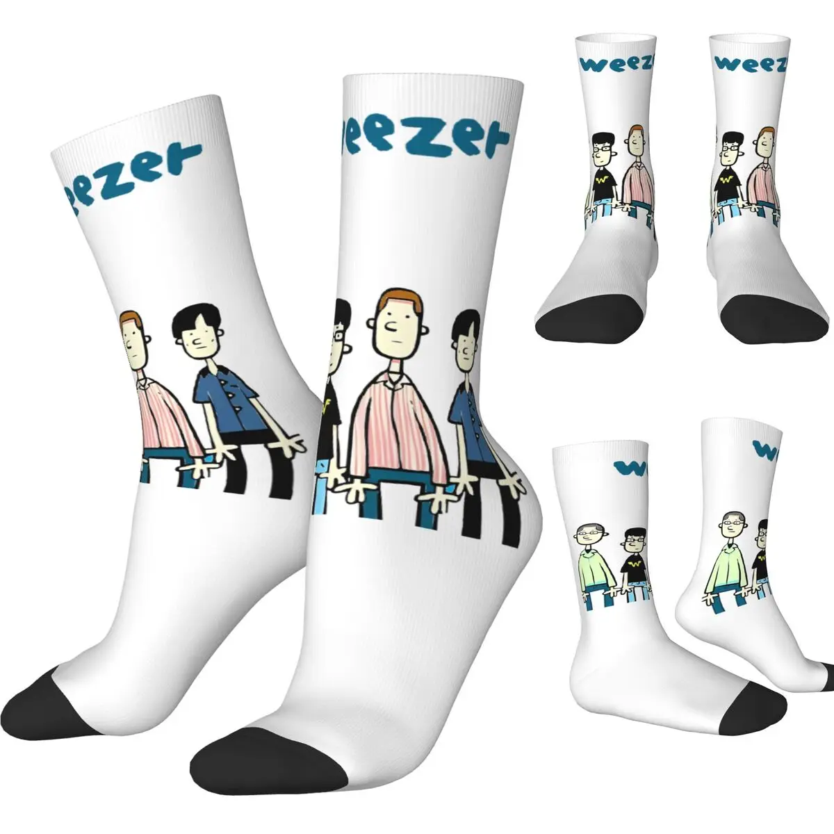

Autumn Winter Cool Unisex WEEZER Socks Rock Music Breathable Football Socks