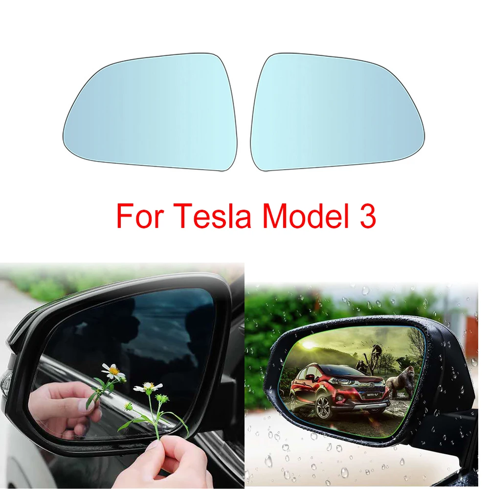 Auto Left Right Side Heated Wing Rear White Blue Mirror Glass For Tesla Model 3 2017 2018 2019 2020 2021