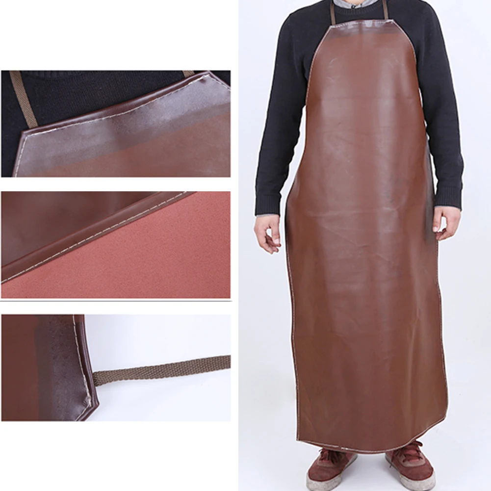 Faux Leather Oil Proof Waterproof Apron Kitchen Accessories Adult Lengthen Work Shop Unisex Hang Neck Dirt Resistant Apron