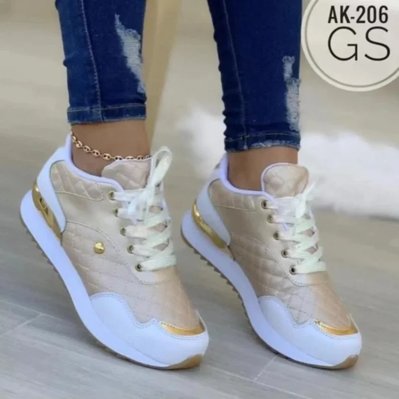 2025 Women's Mesh Sneakers Patchwork Lace Up Flat Shoes for Women Lightweight Female Shoes Classic Versatile Zapatillas De Mujer image 2