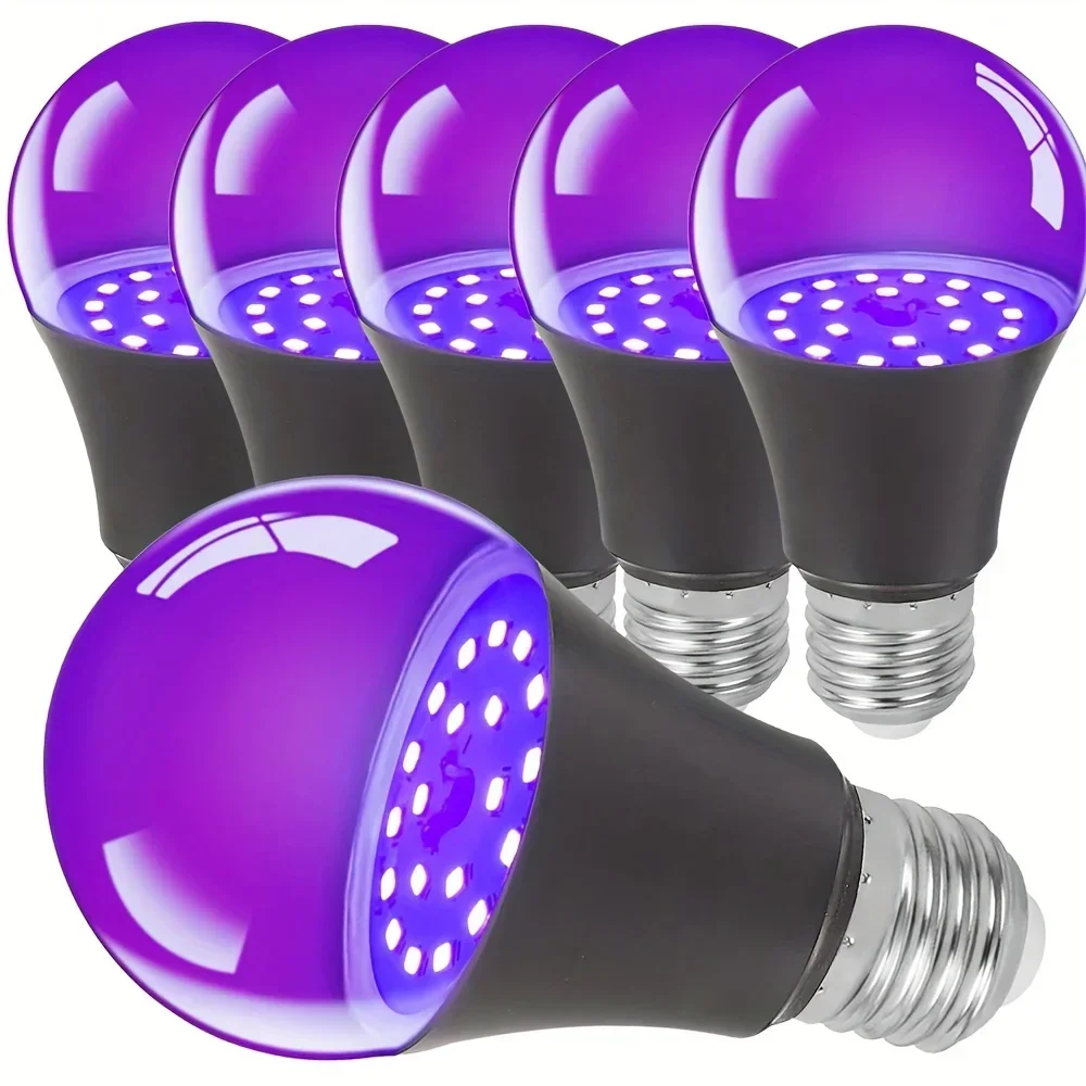 Black Light Bulbs 9W LED UV Blacklight AC 85-265V Transparent Cover Party Ghost House Fluorescent Atmosphere Decoration Light