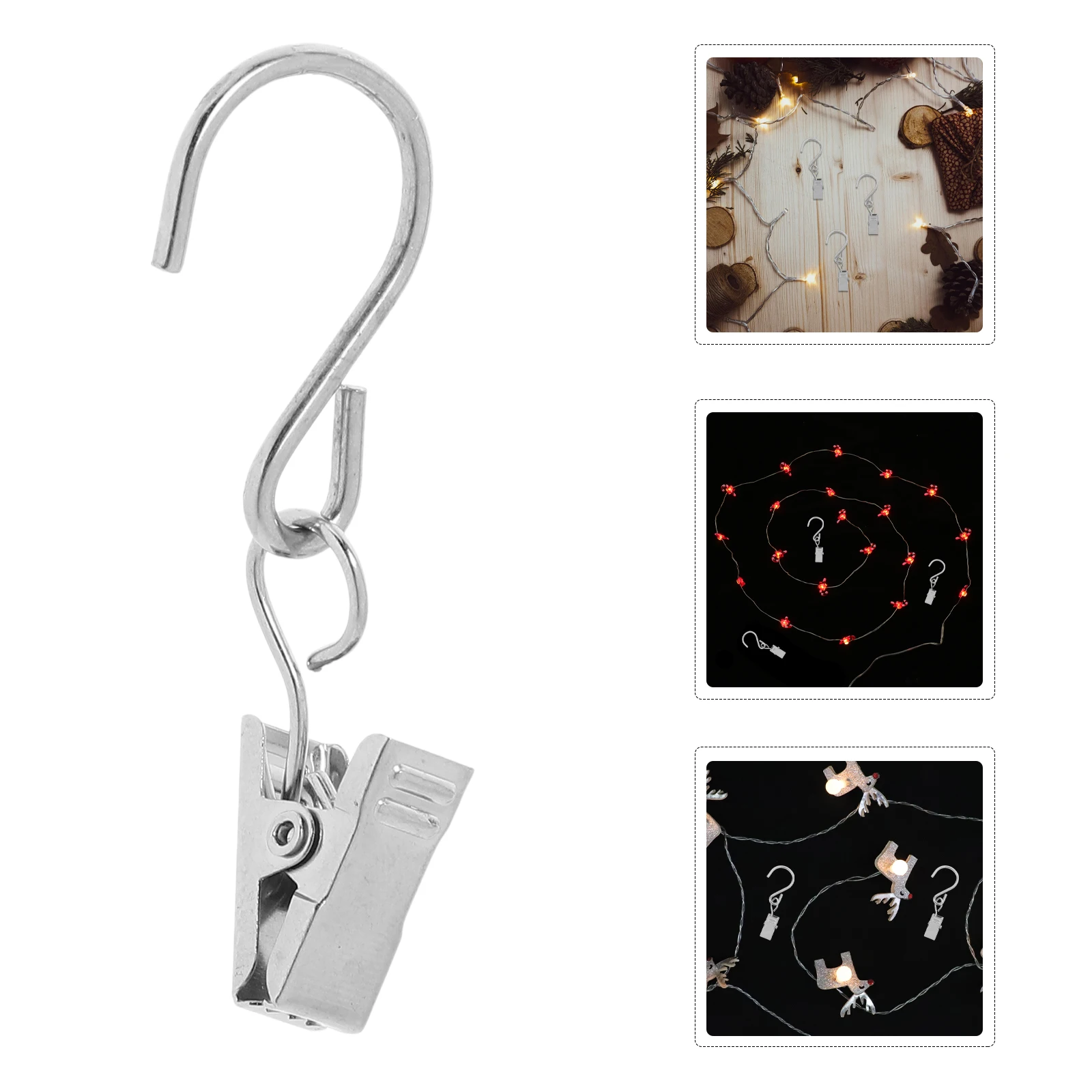 

20pcs Lamp Clips Hooks For Awning Curtains Camper Iron Hanging String Lights Outdoor Durable Gutter S-Hook Spring Clip Patio