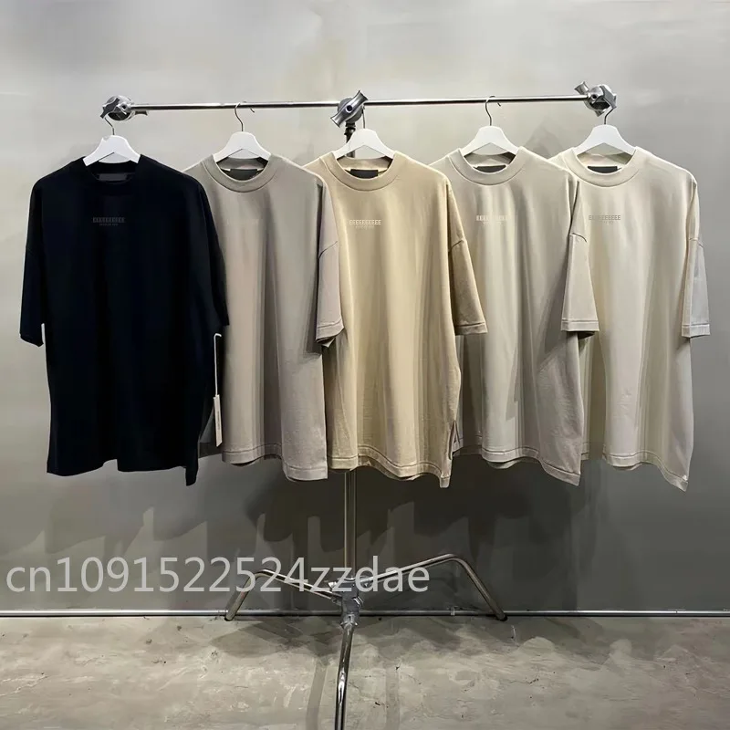 

FW23 Cloud Series Luxury Design Men's T-shirts Two Rows Small Rubber Letter Logo Tops Tees Designer Brand Women's Loose T-shirts