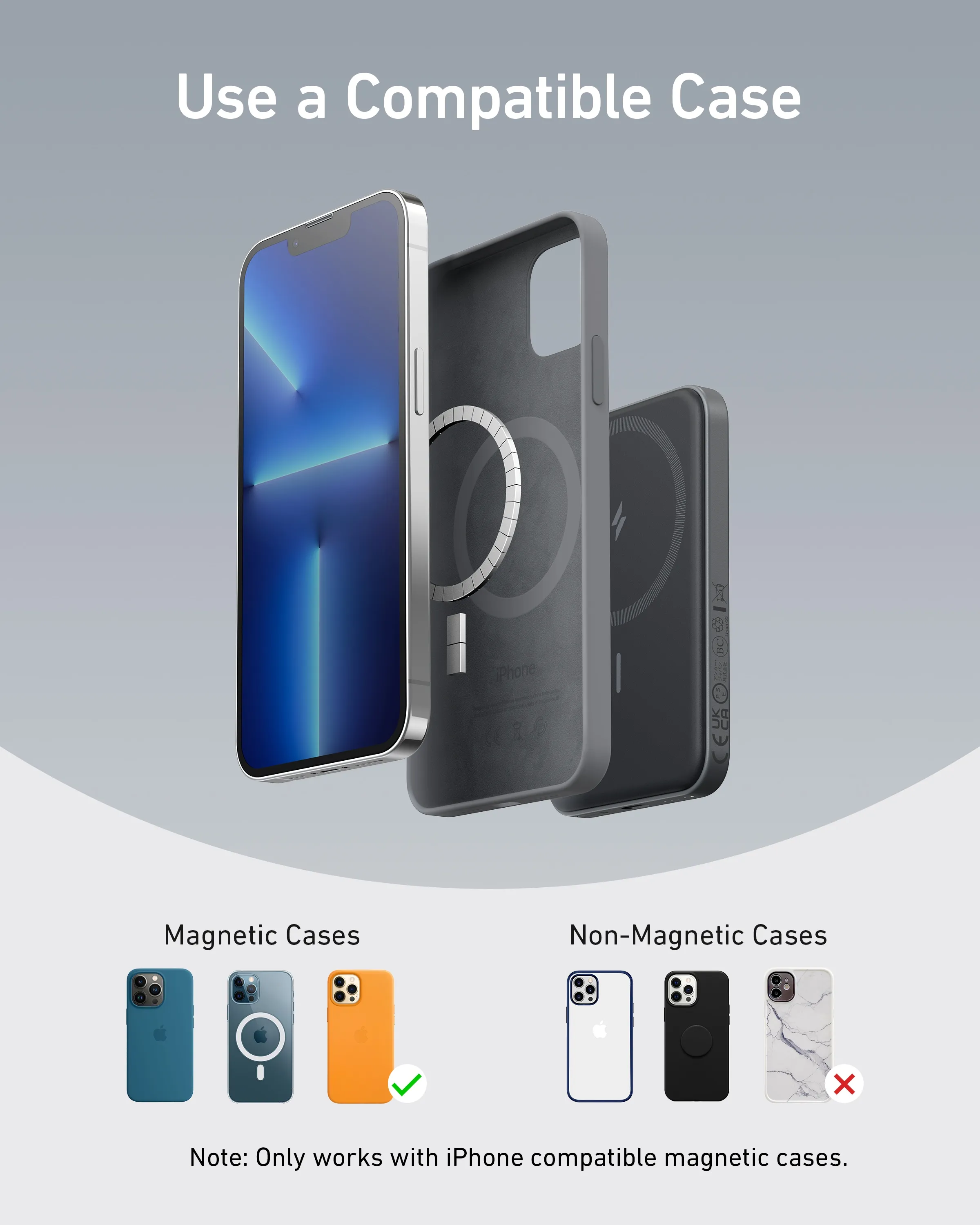 Anker 621 Magnetic Portable Charger (MagGo), 5,000mAh Wireless Power Bank with USB-C Cable, Magsafe-Compatible Battery Pack