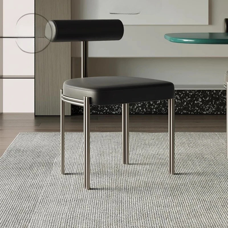 3Modern light luxury microfiber leather back chair household dining table homestay hotel simple single chair