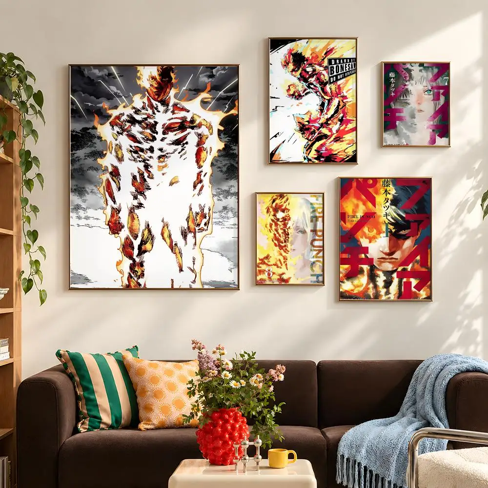 Manga Fire Punch Tatsuki Fujimoto Poster Self Adhesive PP Wall Art HD Gaming Room Bedroom Living Room Decor Apartment Gift