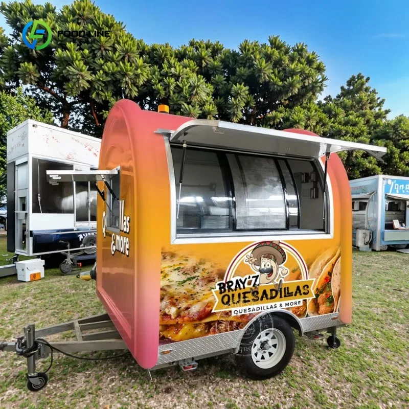 Más popular Remolque de comida rápida Nuevo carrito de café remolcable a la venta para camión de helados de bodega de fábrica de refrigerios
