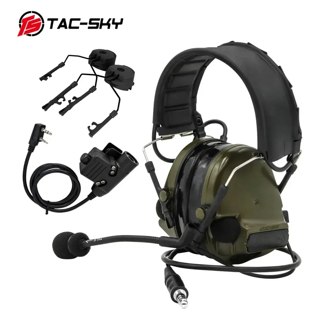 TAC-SKY tático fone de ouvido comtac iii proteção auditiva cancelamento ruído fone de com u94 ptt e arco capacete adaptador montagem