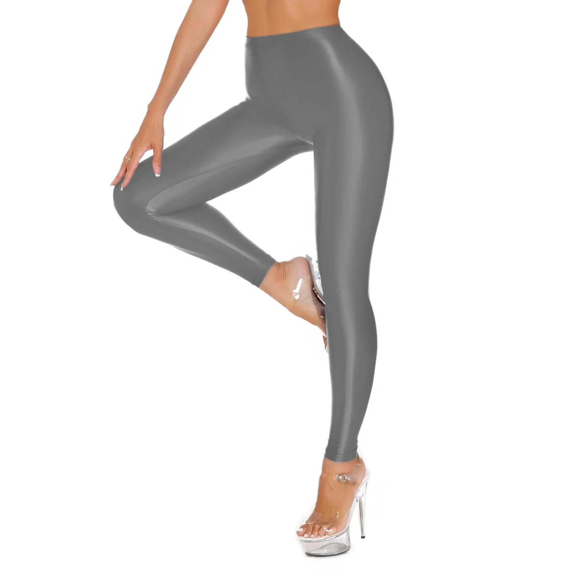 Damskie modelujące legginsy, błyszczące, elastyczne spodnie ołówkowe, damskie legginsy do jogi, wyszczuplające, jedwabiste, gładkie rajstopy, spodnie podnoszące pośladki, damskie.