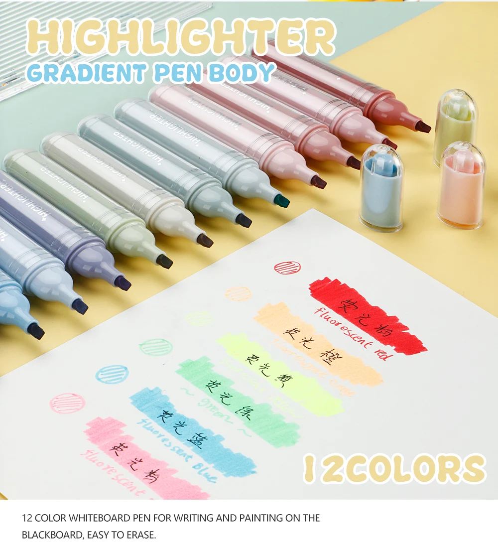 4/12 Farben Textmarker Morandi Farbpalette Schreiben glatt zum Malen Zeichnen Nehmen Sie Notizen Schüler-Notizbuch Kunst Schulbedarf – Detail 1