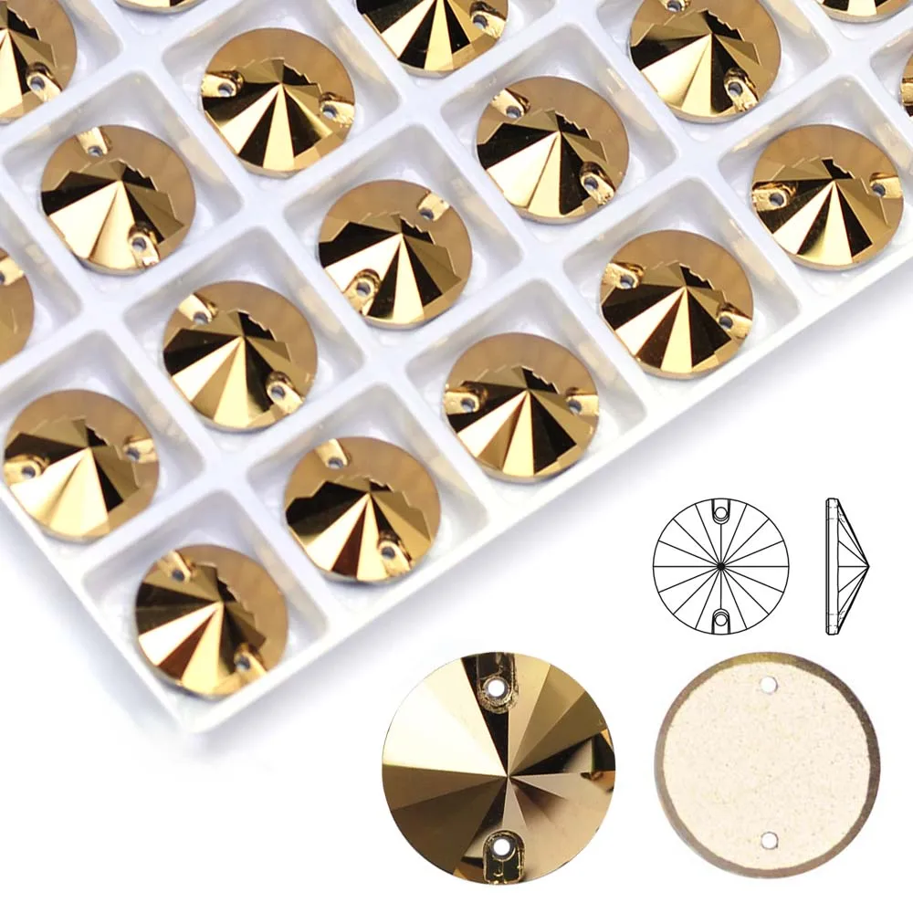 Aurum Gold K9 Glas, alle Größen, zum Aufnähen von Strasssteinen, flache Rückseite, Diamantkristall, zum Nähen von Strasssteinen für Kleidungsstück, Hochzeitskleid