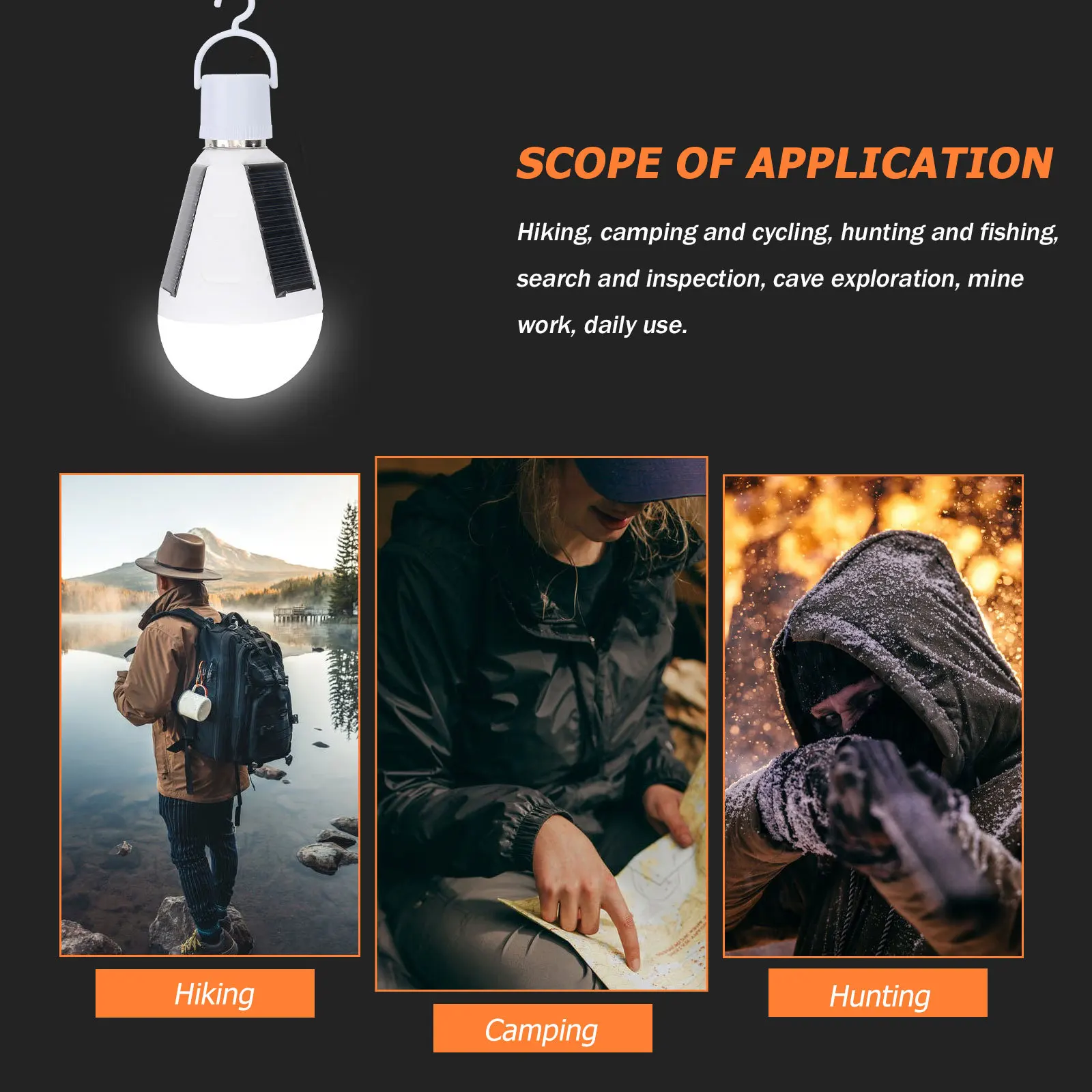 

2Pcs Solar Outdoor Light Hook E27 LED Bulb Emergency Lamp Camping Blackout Power Outage Portable Solar Lamp Emergency Light