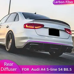 Carbon Fiber Car Rear Bumper Diffuser Lip Spoiler for Audi A4 S-line S4 B8.5 2013-2015 Racing Rear Diffuser Lip Apron Body Kit