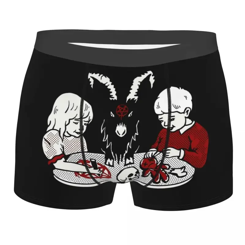 Male My Family And Devil Goat Underwear Satanic Baphomet Boxer Briefs Stretch Shorts Panties Underpants