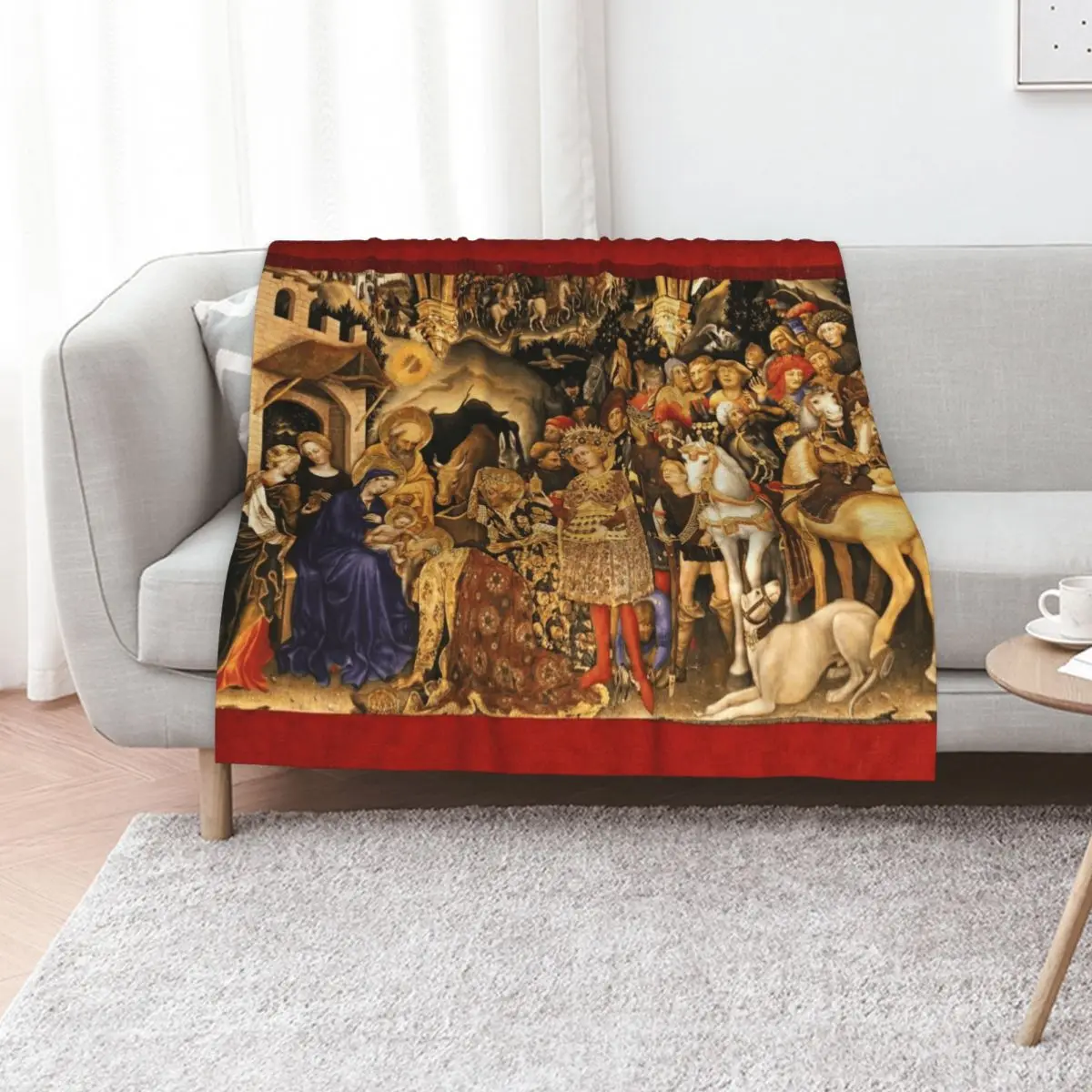 

ADORATION OF MAGI Nativity by Gentile Da Fabriano Throw Blanket Air Conditioner Soft Blanket for Office Home