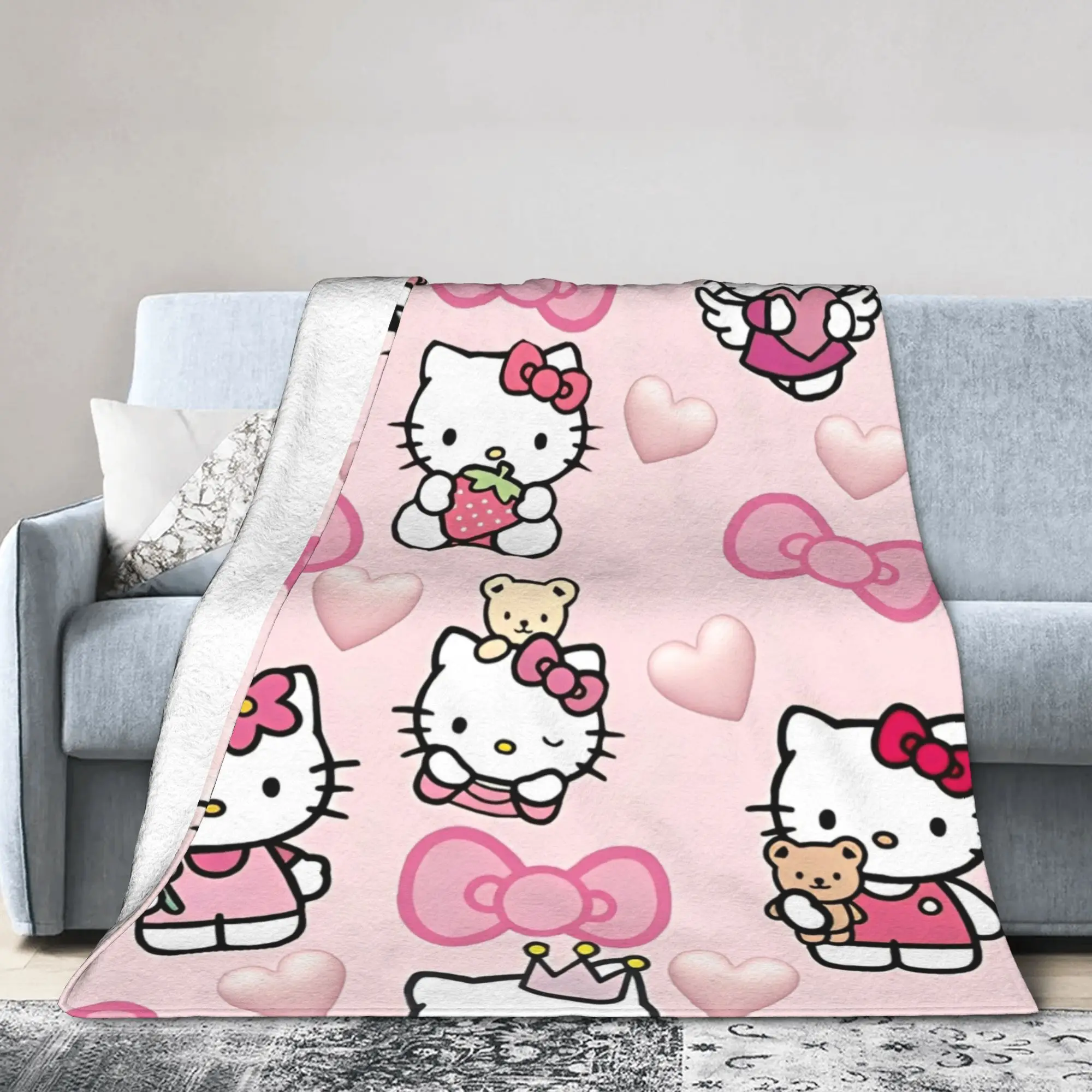 

Super Warm BlanketsChild Camping Hello Kitty Throw Blanket Flannel Bedspread For Outdoor Novelty Sofa Bed Cover