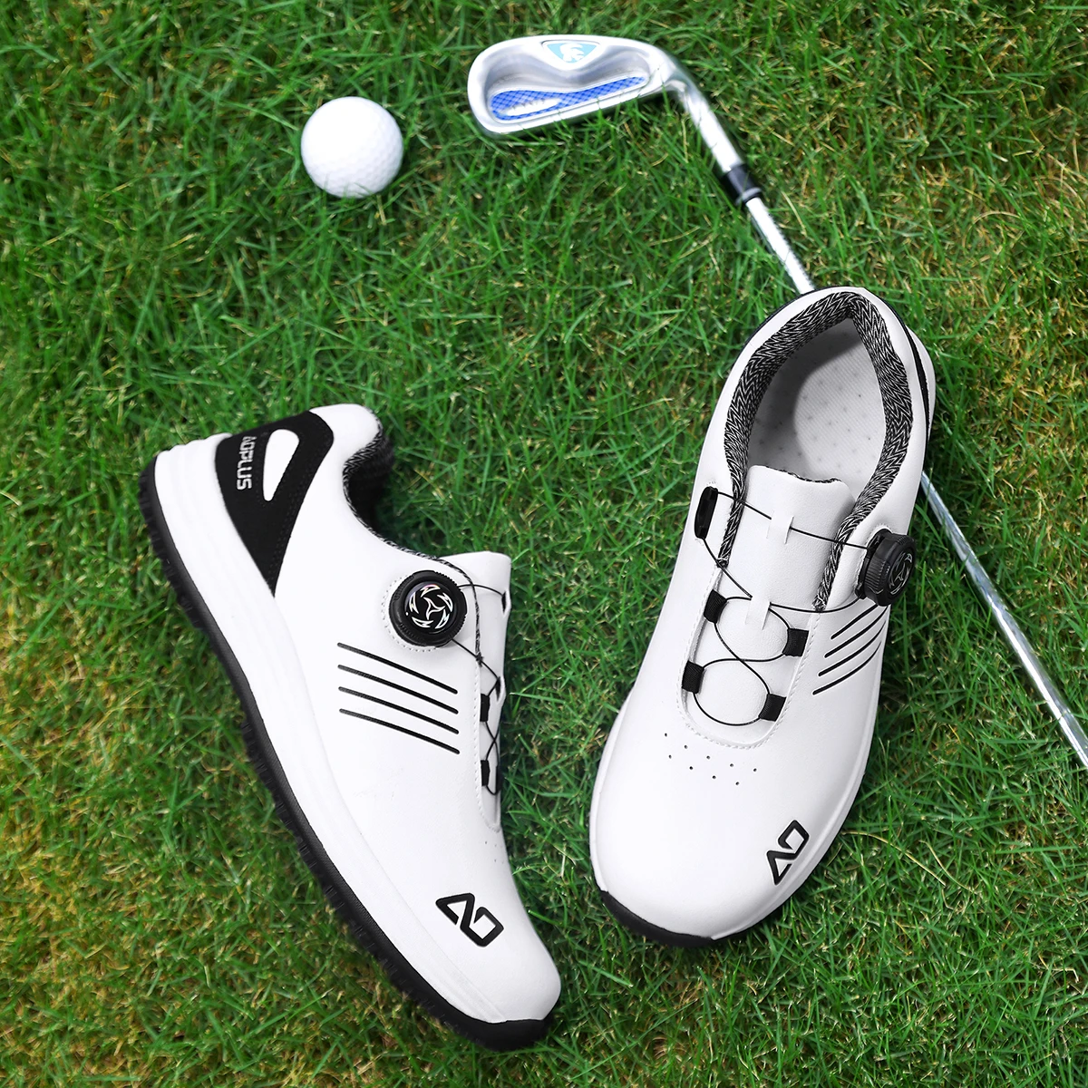 Men's Golf Shoes, New Style, Fashionable, Simple, Versatile, Solid Color, Waterproof Upper, Versatile, Stylish, Casual Sports Shoes for Men, Outdoor Youth Fashion, Men's Rotating Buckle Design, Thick Sole, Height-Increasing, Non-Slip, Simple, Versatile White Shoes, Men's Fashion Outdoor Walking Casual Shoes