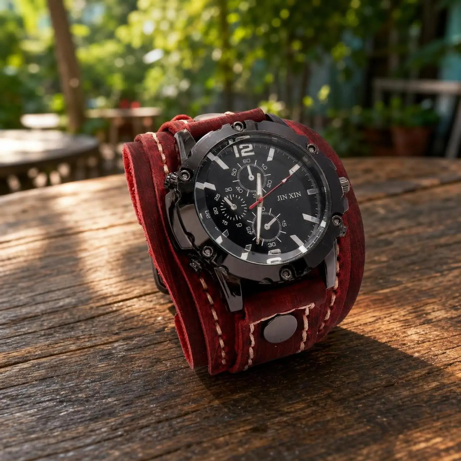 Men's Retro Leather Cuff Watch