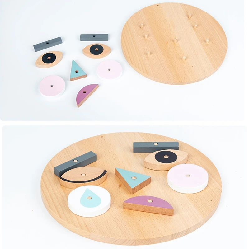 Wooden Face Changing Expression Panel Emotion Cognition Blocks Toy Educational Mood Learning For Kids Gift