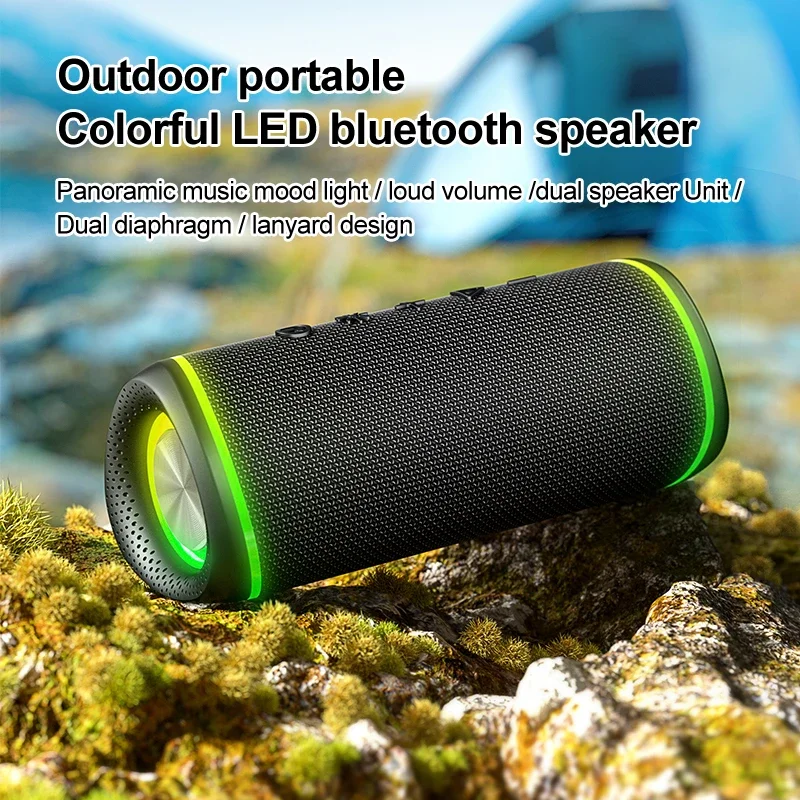 YABA EBS-609 16W  Bluetooth Speaker Bt 5.3 With RGB Light  Outdoor Fabrice Mesh Portable Waterproof Stereo Wireless Boombox