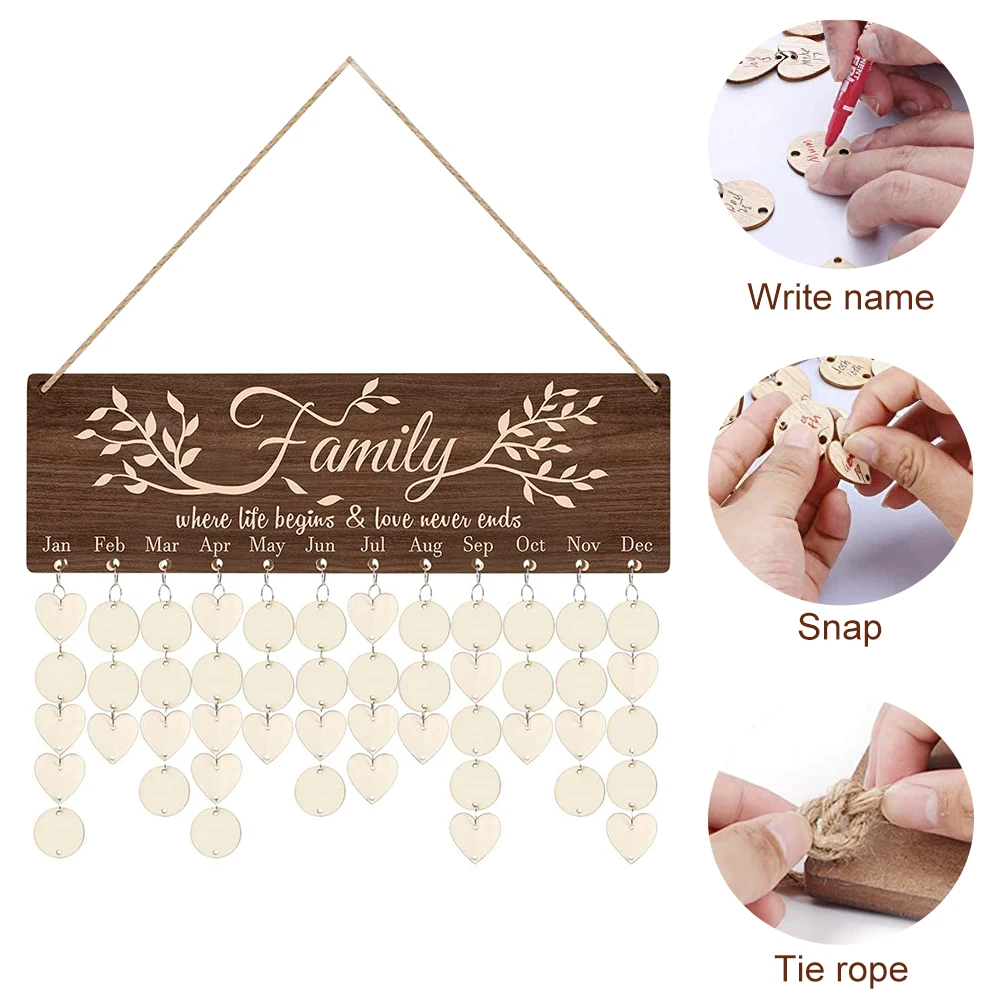 Mảng Bám Treo Vintage Gỗ Ký Tặng DIY Lịch Bảng Thẻ Nhà Trang Trí Sinh Nhật Kỷ Niệm Giáng Sinh Họ Nhắc Nhở