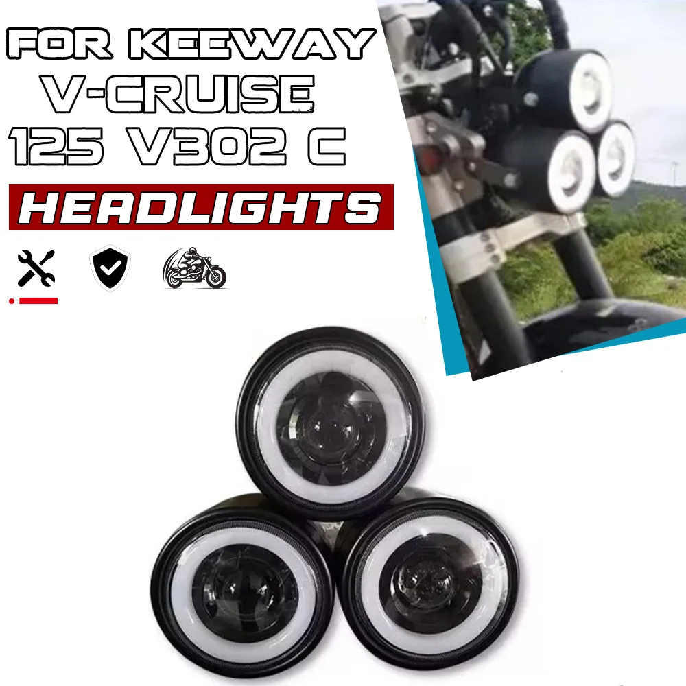 LED Headlight Assembly For KEEWAY V-CRUISE 125 V302C, Motorcycle Retro Headlamp Modified Upgrade Parts