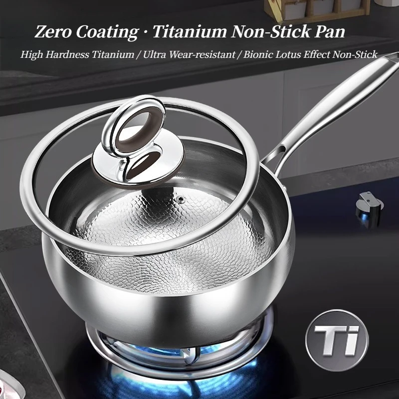 Titanium Wok, Hammered Texture Bulb Shape Pan, Non-Coating Non-Stick Frying Pan for Home Cooking, Induction Compatible