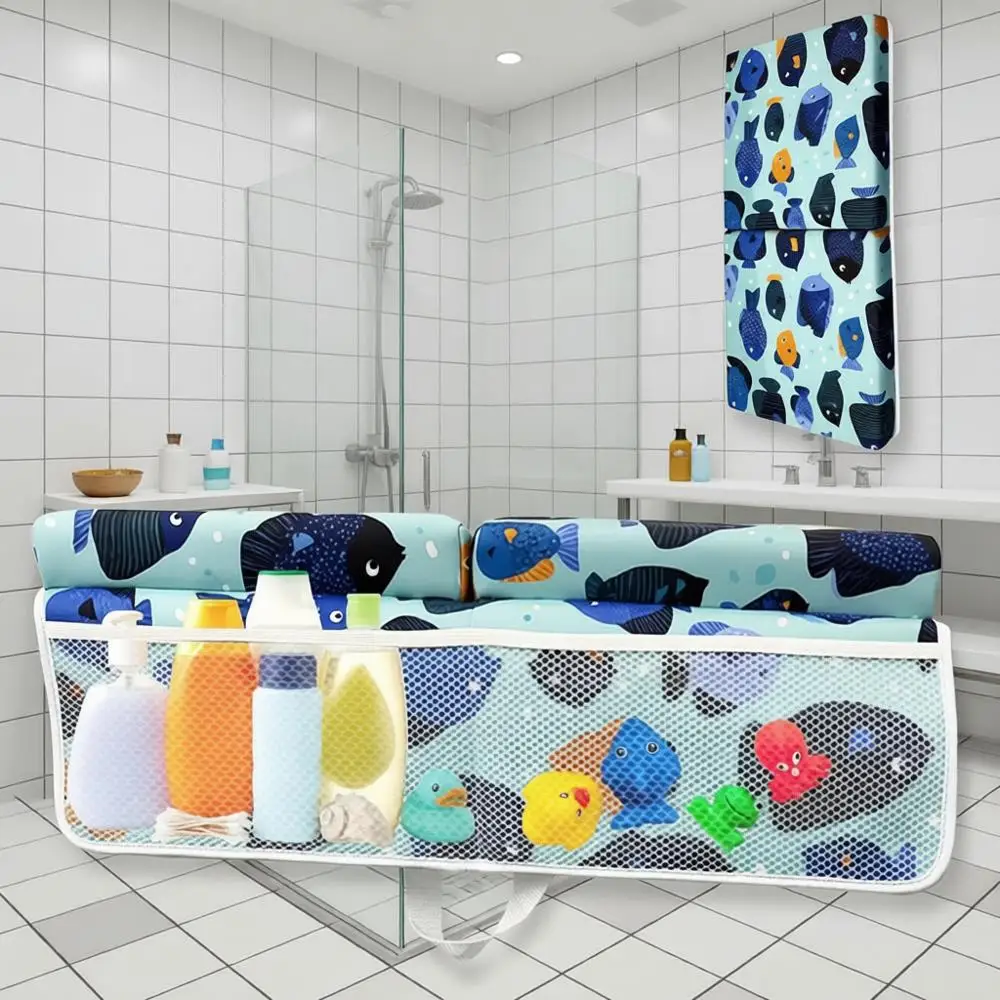 

Baby Bath Kneeler and Elbow Rest Set with Storage Pockets, Thick Foam, Suction Cups, Foldable for Easy Storage