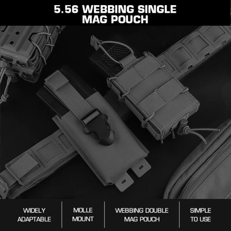 

Single 5.56 Magazine Pouch | MOLLE-Compatible Webbing Holder | For Wilderness Exploration Equipment