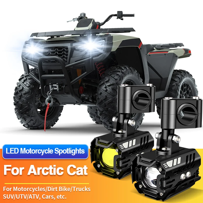 

1/2PCS LED Motorcycles Headlight 2 Color Fog Light Spotlight SUV ATV for Arctic Cat Riot X 8000/Wildcat XX/ZR 200 6000 8000 9000