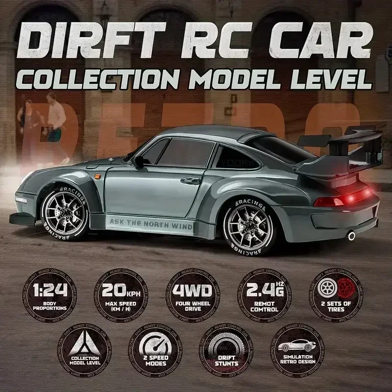 4WD RC Drift Car 1:24 Scale 2.4GHz Limited Edition LED Lights High Speed Professional Stunt Racing Car Kids Boys Toy Gift