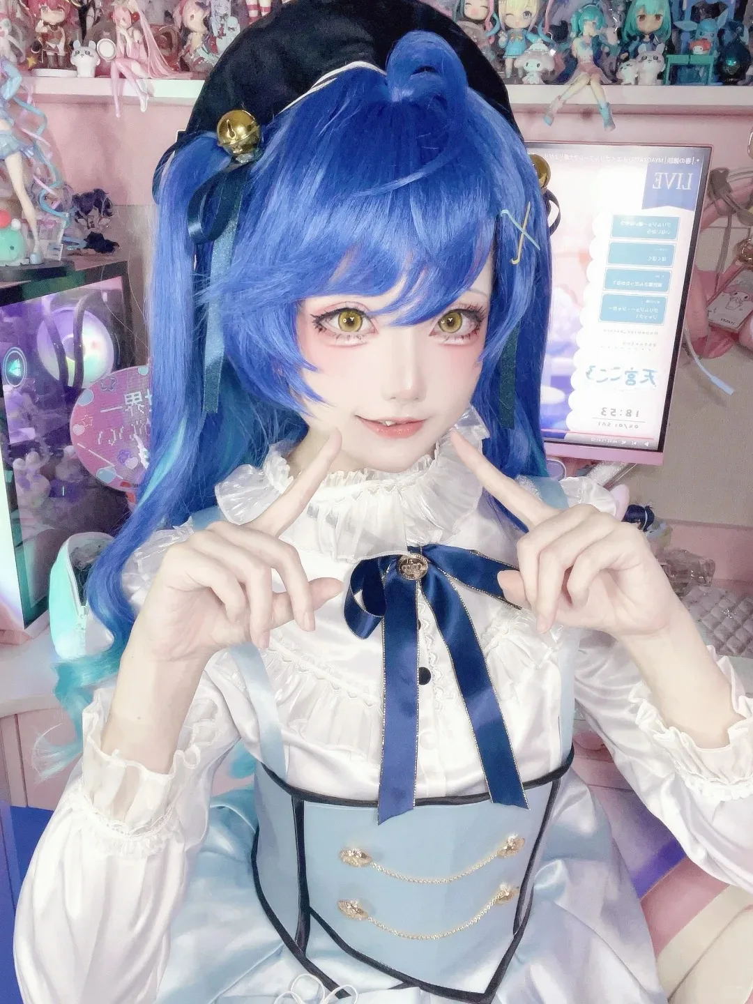 Dunayskiy aBc@Kisekiya@AYouTuber VTuber NIJISANJI Vliver Amamiya Kokoro Cosplay disfraz peluca sombrero Anime traje de Halloween